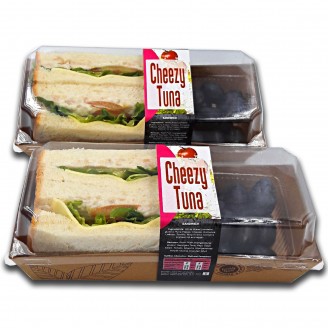 Cheezy Tuna Sandwich with Fruit